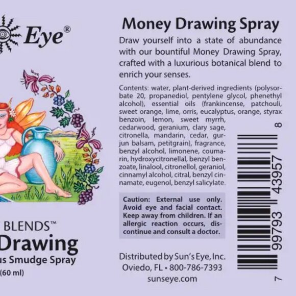 Money Drawing, Sun's Eye Mystic Blends Spray/Mist, 2 Ounce Bottle - Picture 2 of 2